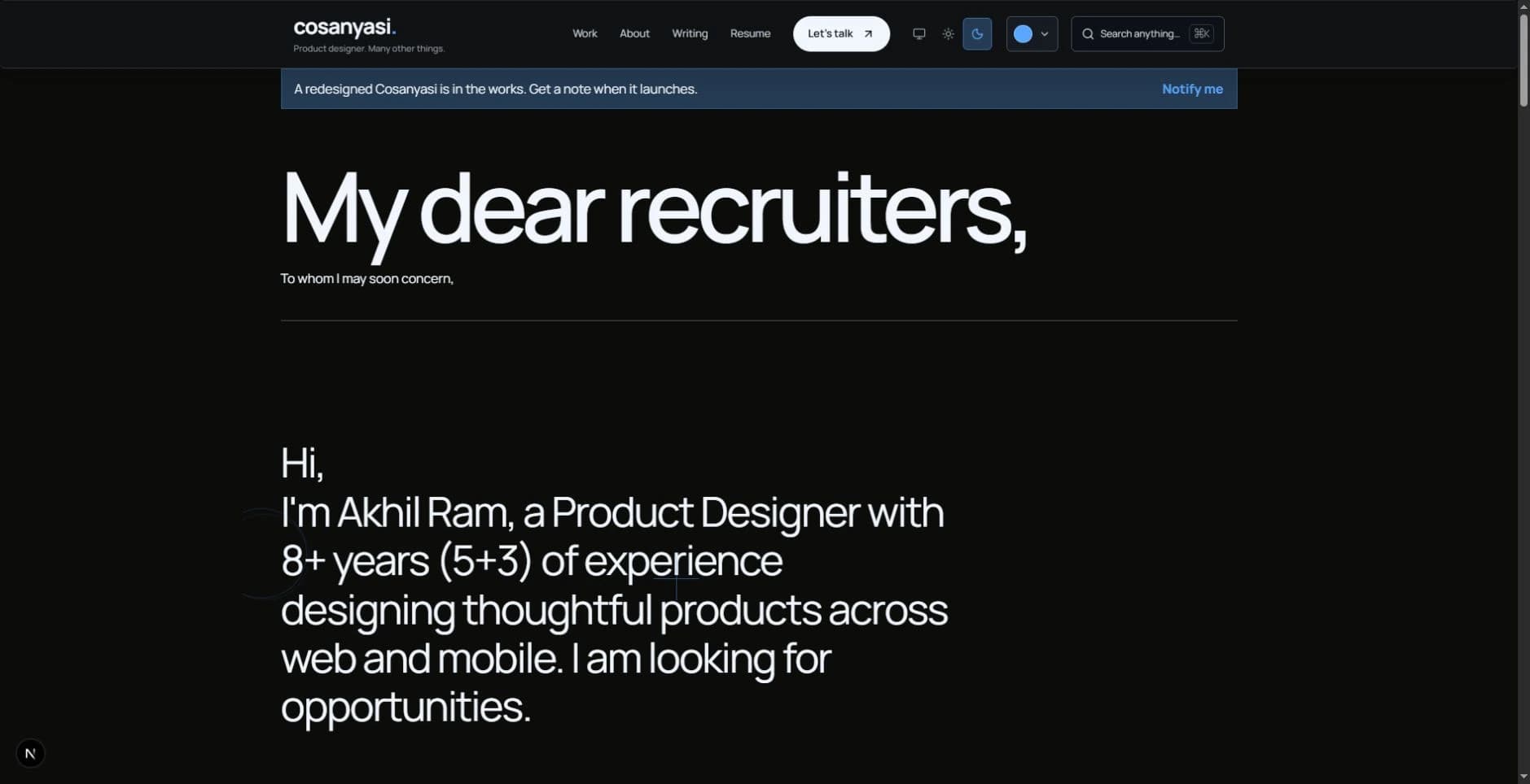 The second hiring page opening with My dear recruiters and a letter in verse.
