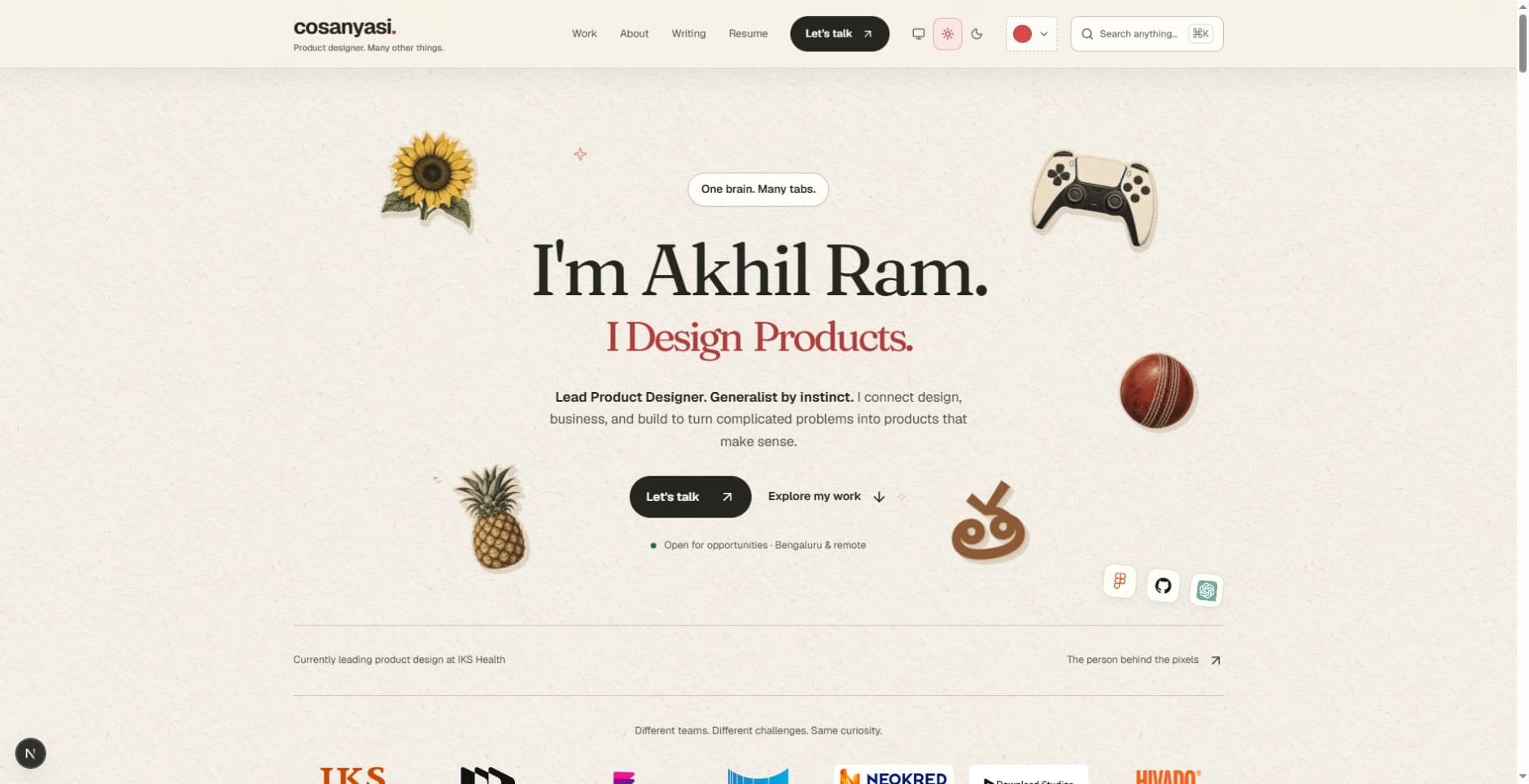 The centered homepage introduction on a textured Paper Grain background.