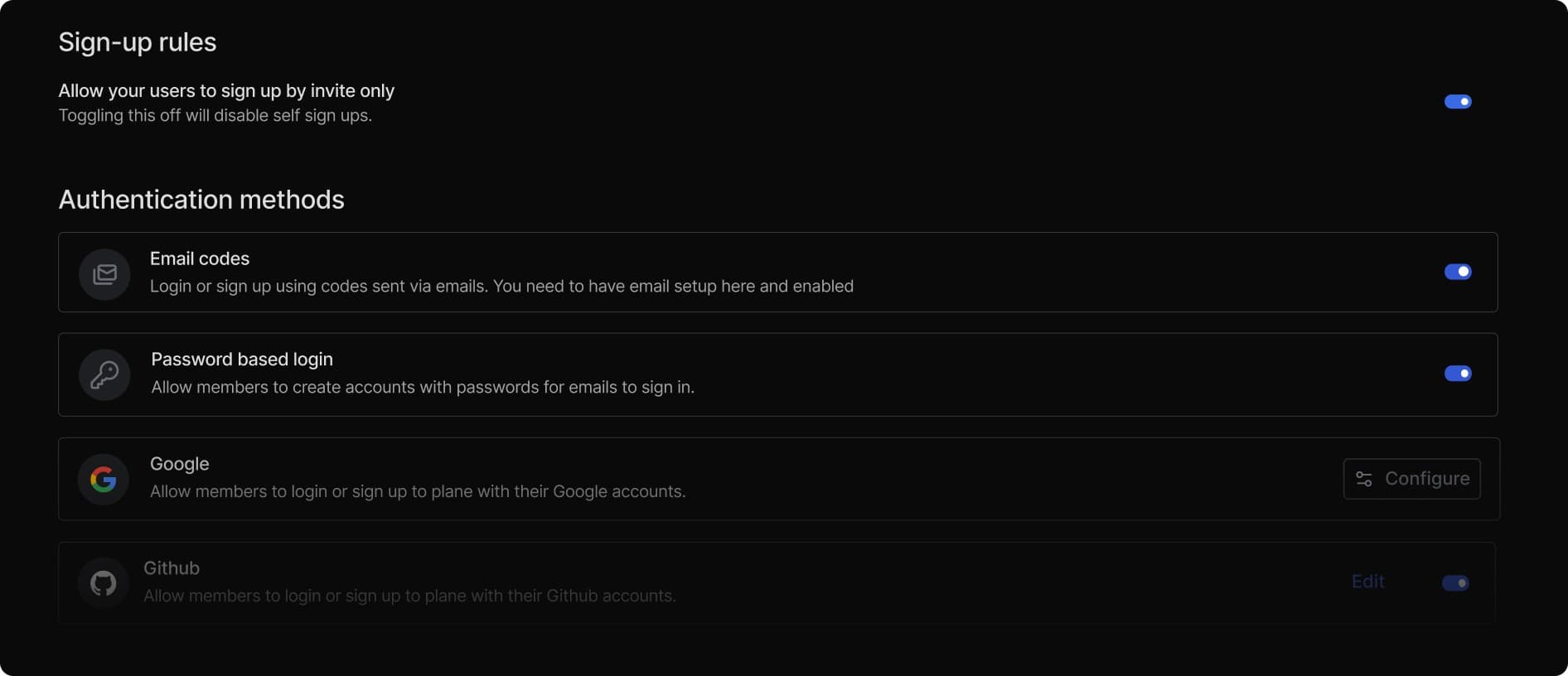 Plane self-hosted instance admin panel