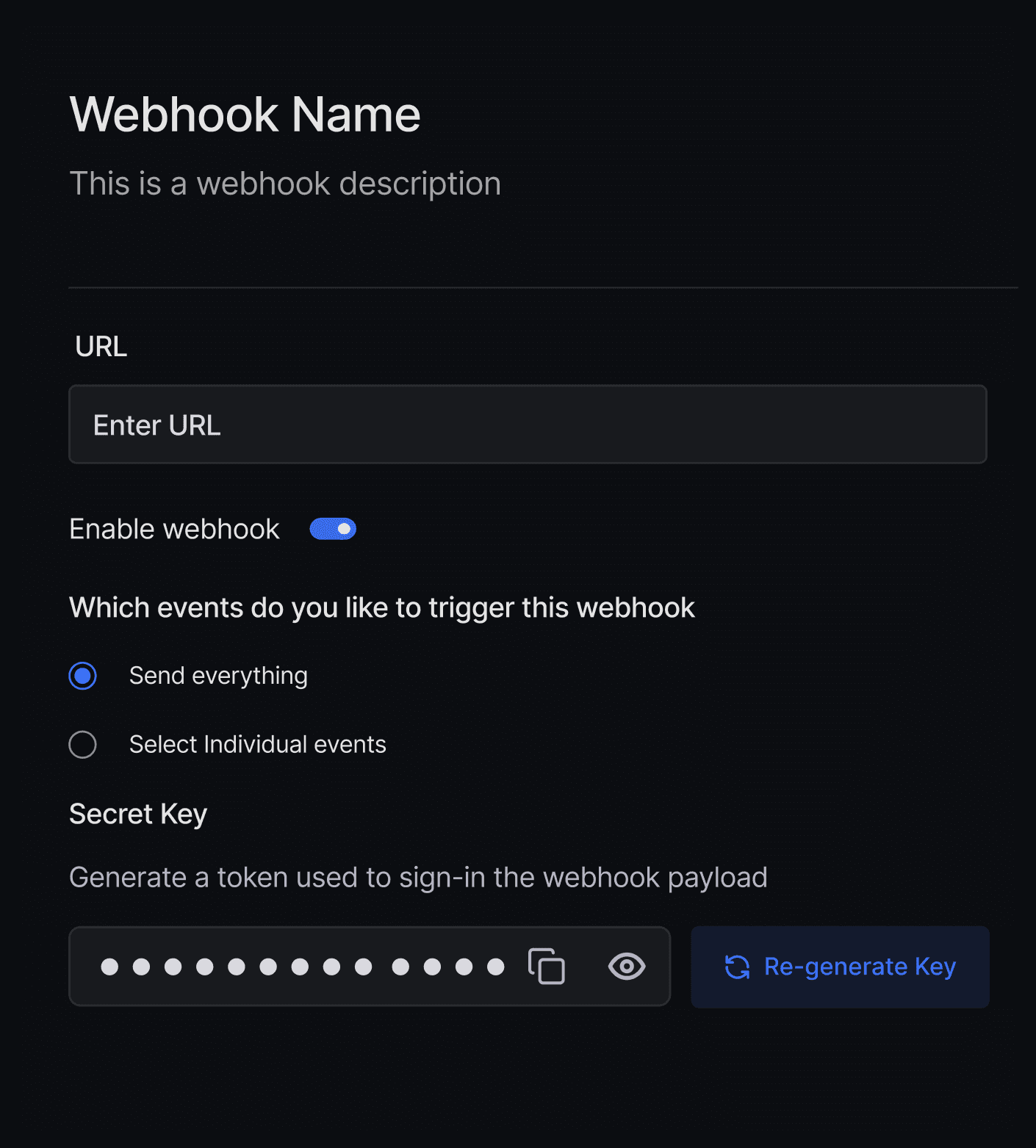 Plane webhook setup interface